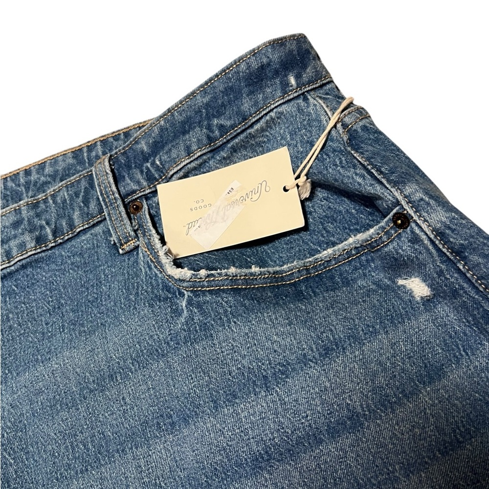 Y2K Inspired Denim Skirt Midi 28 Distressed Hem Stretch Cottagecore Modest - Picture 3 of 12